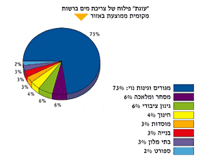 דיאגרמת פילוח של צריכת מים ברשות מקומית ממוצעת באזור